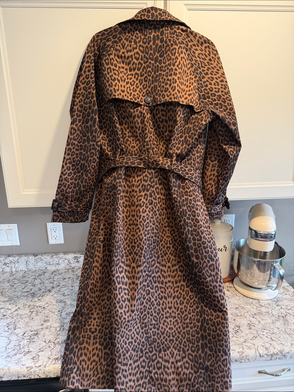 Rebecca Minkoff Leopard Print Trench Coat - Brown and Black - Picture 5 of 15